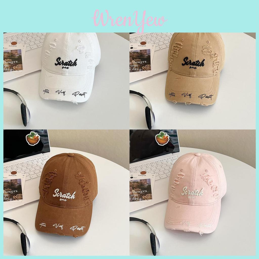 Cappellino da baseball con lettere distressed e protezione solare per abbigliamento casual da strada