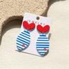 Striped Print Fish Tail Earrings Accessorie Acrylic Party Jewelry Gifts Stud Earrings  for Women