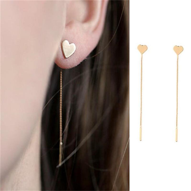 Cercei Women's Gold Plated Heart Pendant Earrings Elegant Fashion Jewelry Valentine's Day Gift 925 Silver Ear Wires