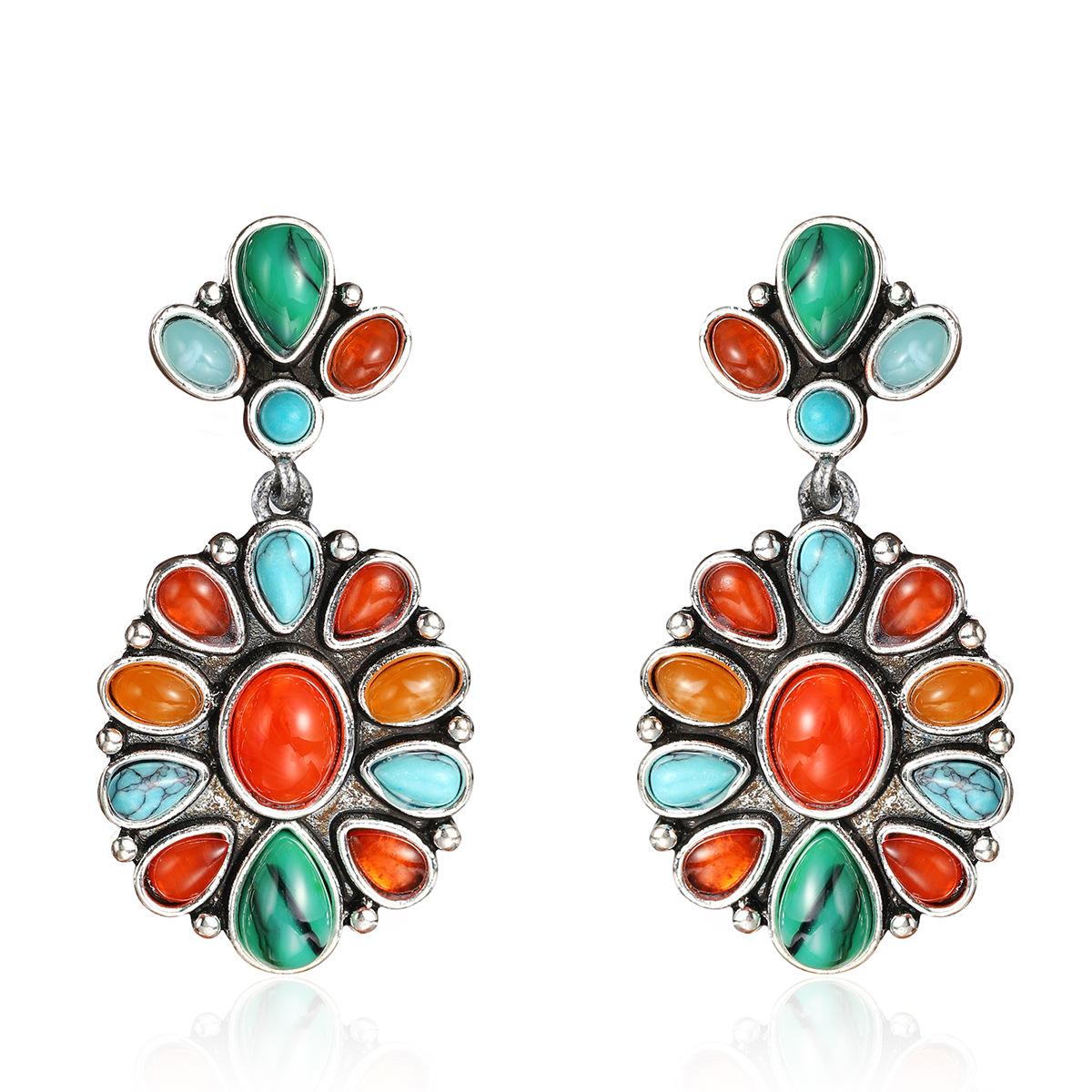 

Роскошные ювелирные изделия SODROV, винтажные женские серьги с ониксом и бирюзой, смешанными камнями