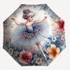 1PC Paraguas de bailarina con flores-8 Varillas Reforzadas, Apertura Automática, Ligero y Duradero, Lindo Accesorio de Moda para Exteriores-A1234