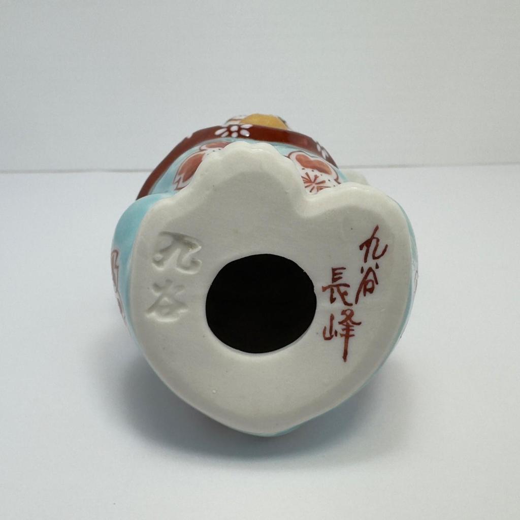 Kutani Ware Maneki Neko 10.2cm Tall Turquoise Blue