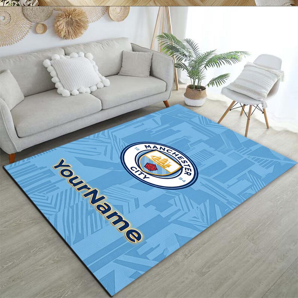Manchester City Customized Name Carpet Suitable for Outdoor Kitchen Study room Playrooms Antislip Carpet Anime Office Decor Birthday/Christmas Gift
