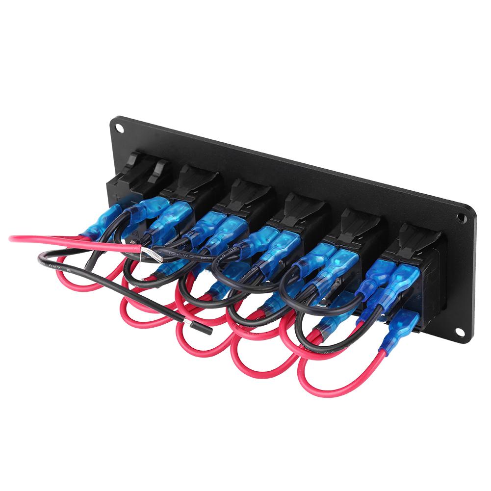 12V-24V 6 Gang Red LED Rocker Switch Panel with 3.1A Dual USB for Car RV Boat Yacht Marine