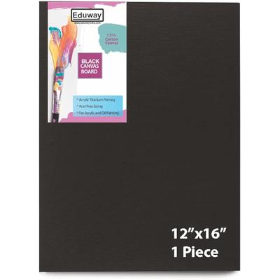 Eduway Medium Grain 12X16 Inch Cotton Black Canvas Board- Pack Of 1, (30X40 Cms) With 4Mm Mdf Board Backing, For Paintin