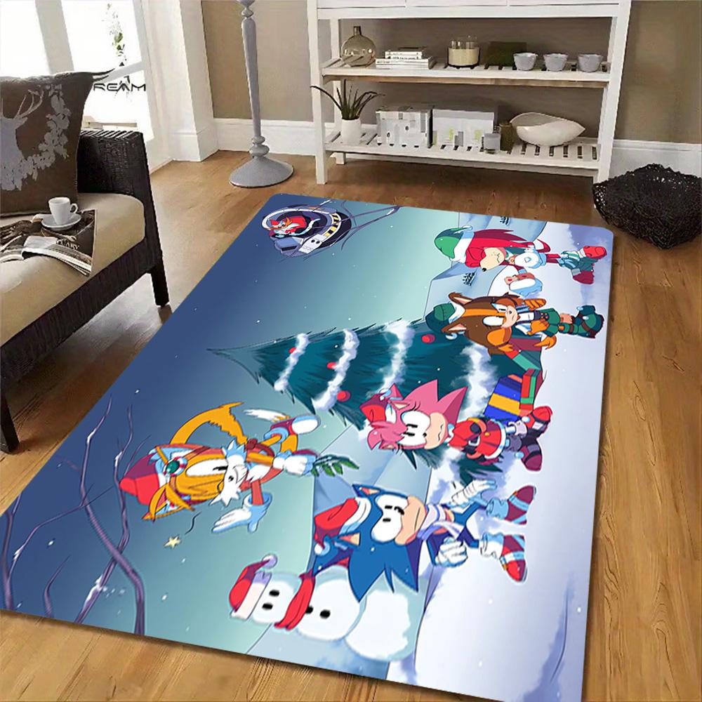 Sonic The Hedgehog Figures Set Decoration,Carpet,Living Room,Bedroom, Non-slip,Square rug