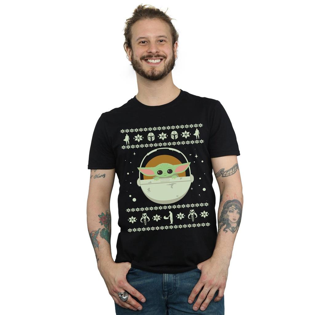 STAR WARS Mens The Mandalorian The Child Christmas T-Shirt