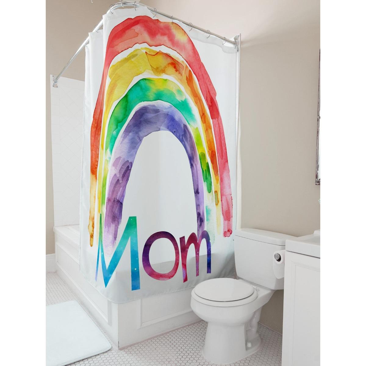 

Rainbow Mom Print Shower Curtain For Bathroom Decor W60H190(CM)-1 Pcs