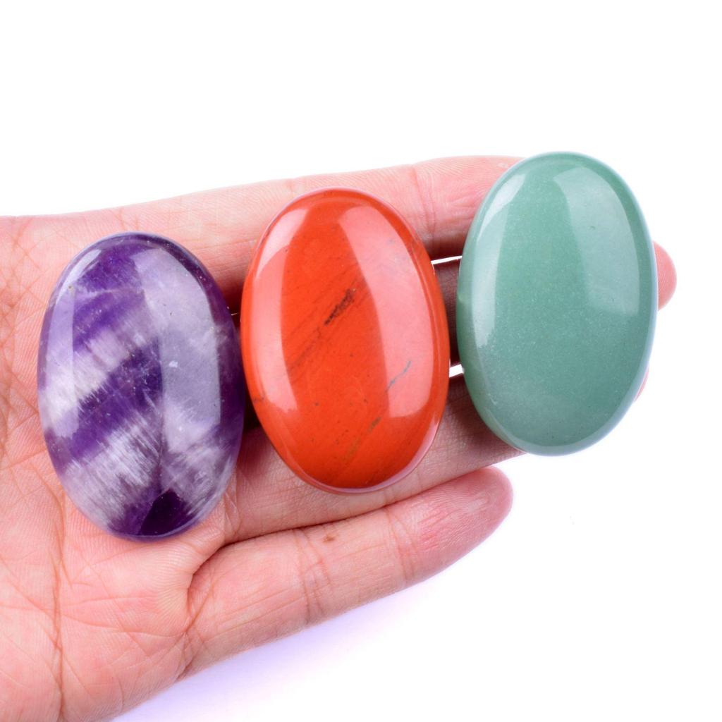 Piedra de Palma de Jabón de Cuarzo Rosa 45x30mm - Piedra de Masaje con Energía de Cristal