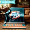 1PC Custom Name Blanket Dolphins Team Flannel Blankets Patterns Throw Blanket All-Season Soft Gift for Couch, Bed, Camping, Birthday Gifts