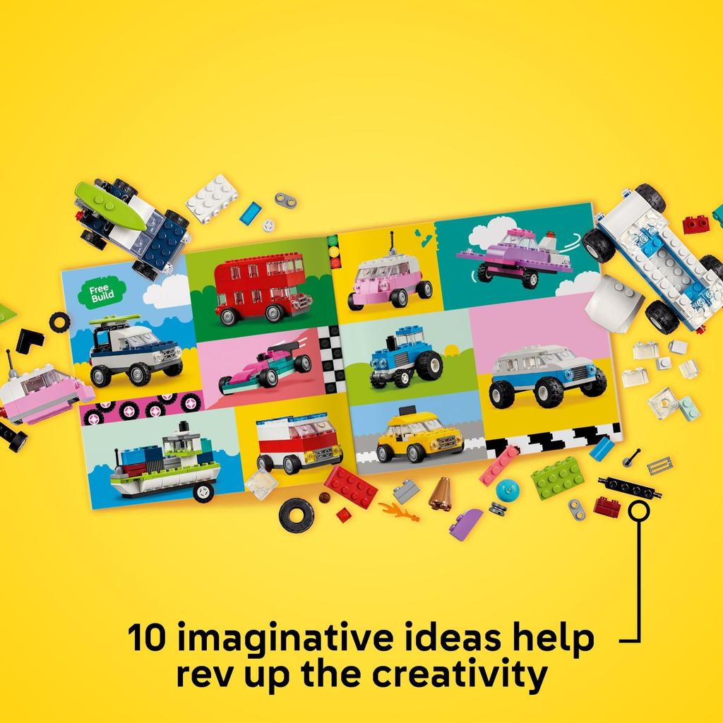 LEGO Classic Creative Vehicles, Colorful Building Blocks, Building Kit, Ice Cream Truck, Police Car, Toy Model City Car, and More, Gift, Toy Cars, for