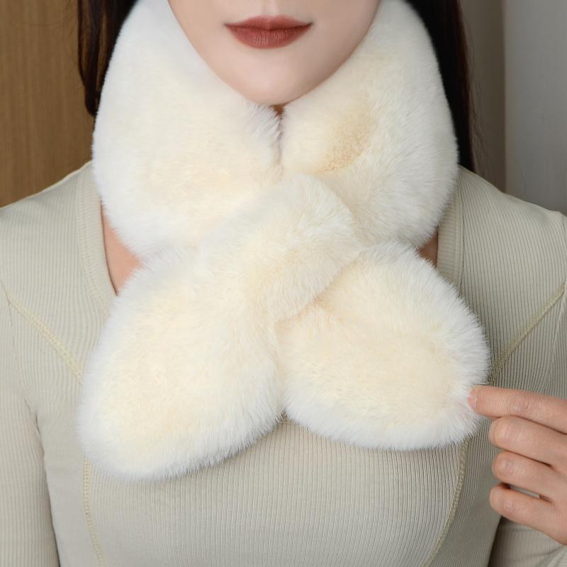 Korean Winter Faux Rabbit Fur Scarf Women Girls Scarf Soft Plush Scarves Solid Color Neck Collar Warmer Stuff Christma Gifts