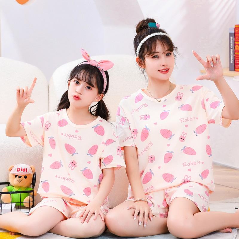 Teens Baby Girl Pajamas Summer Short Sleeved Children's Clothing Sleepwear Cotton Pyjamas Sets for Kids