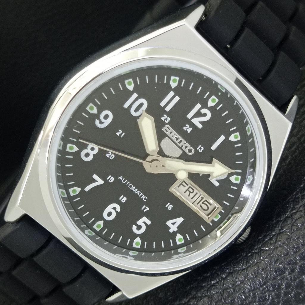 

REFURBISHED SEIKO 5 AUTOMATIC 6309A VINTAGE JAPAN MENS BLACK WATCH a441757-1 Sk-a441757