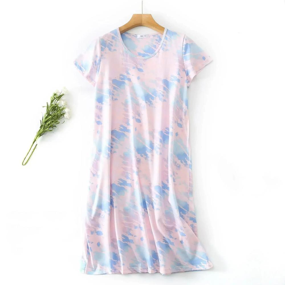 Fashion Casual Women Nightdress Short Sleeve Dresses Loose Fit Nightwear Home Clothes Nightie Loungewear Dresses