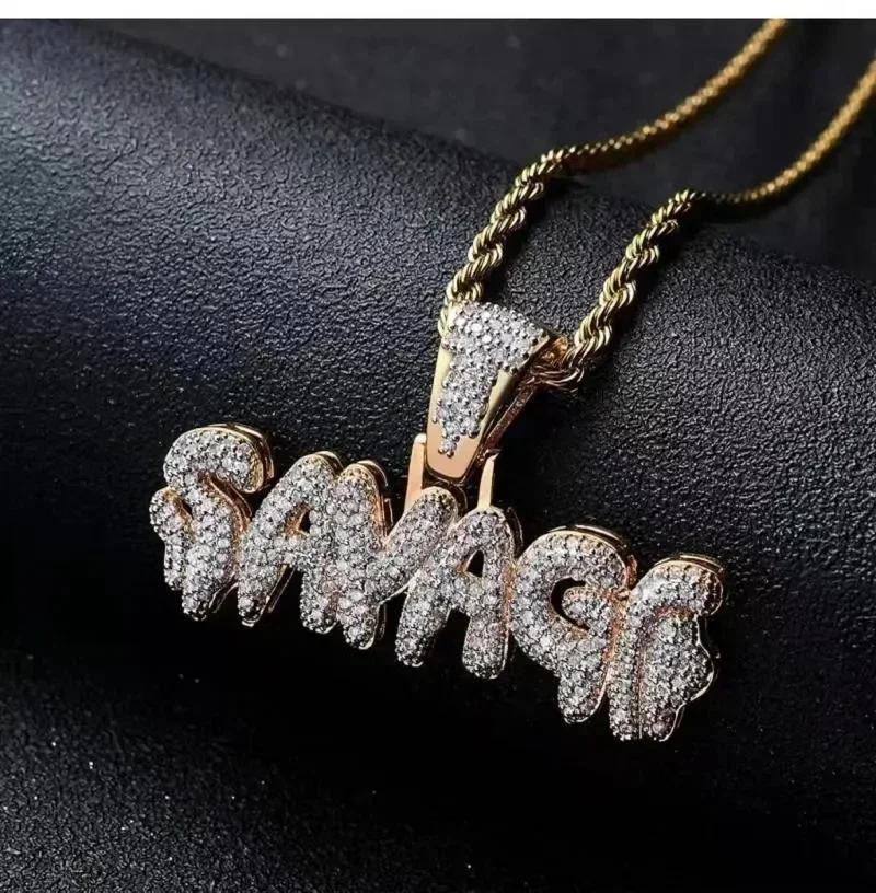 Ice Out Zirkon Höfliche Geste Mittelfinger Halskette Herren Damen Punk Hip Hop Rap Rock Party Schmuck Geschenk