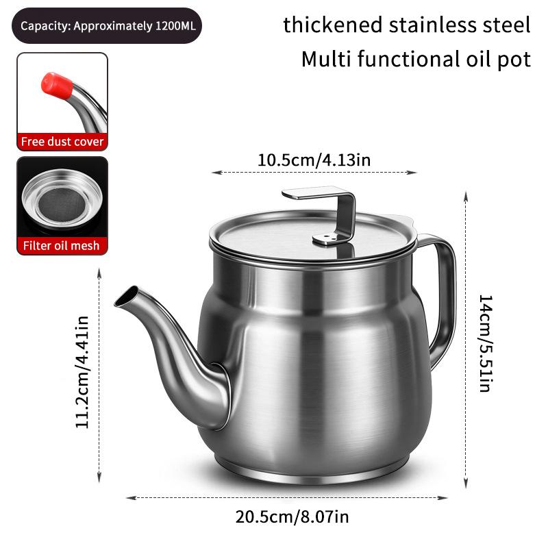 Stainless Steel Filter Oil Pot Stainless Steel Household Leak-Proof Wine Pot Pouring Oil Bottle Seasoning Tank Kitchen Tool