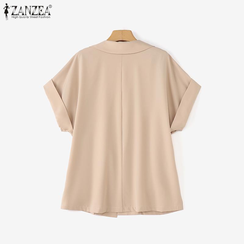 ZANZEA Womens Summer Solid Color Casual Short Sleeve Cardigan Tops