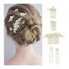 Pearl Hair Pins and Combs Set - Bridal Wedding Hair Accessories for Formal Events, Photography, and Everyday Wear (Gold, 5 Pieces)