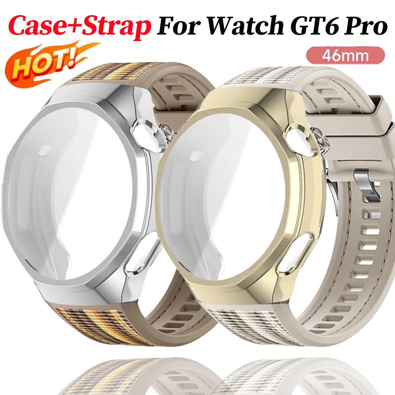 TPU Soft Case+Silicone Sport Woven Bracelet Band With TPU Protector Bumper Shell Cover For Huawei GT6 Pro 46mm