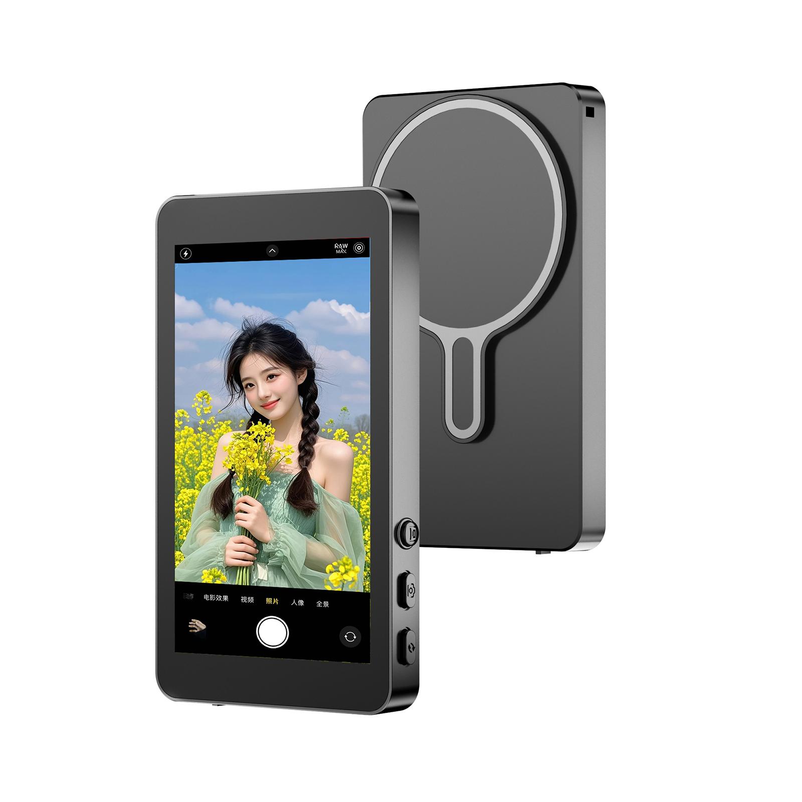 Смартфон Магнитный Монитор Экран Проектор Телефон Задняя Камера VLOG Селфи для Прямой Трансляции Видеозаписи для Android iPhone чёрный