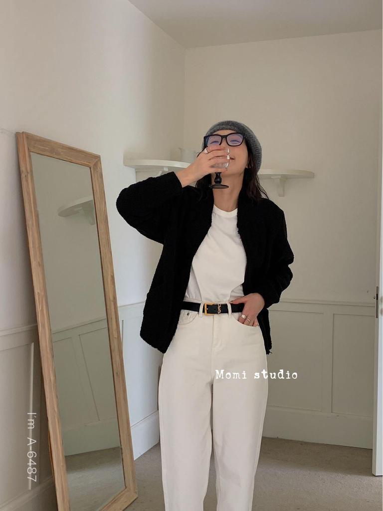 Women's Du Xiaozhai Stand Collar Zipper Cardigan - 2024 Autumn, Retro Design, Cozy Fit