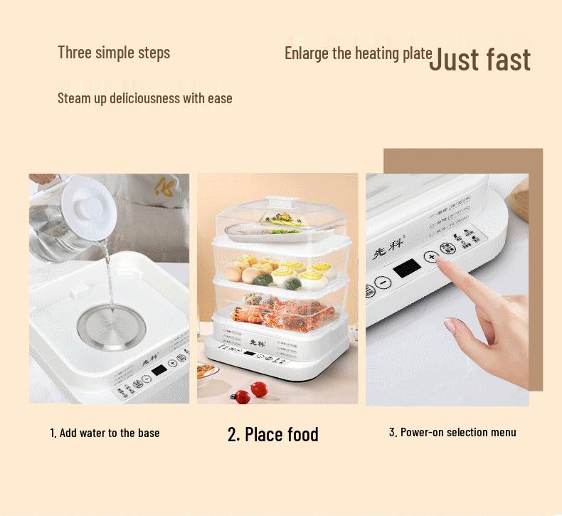 Sencor Multifunctional Three-Layer Electric Steamer with Automatic Power-Off and All-in-One Cooking Capabilities