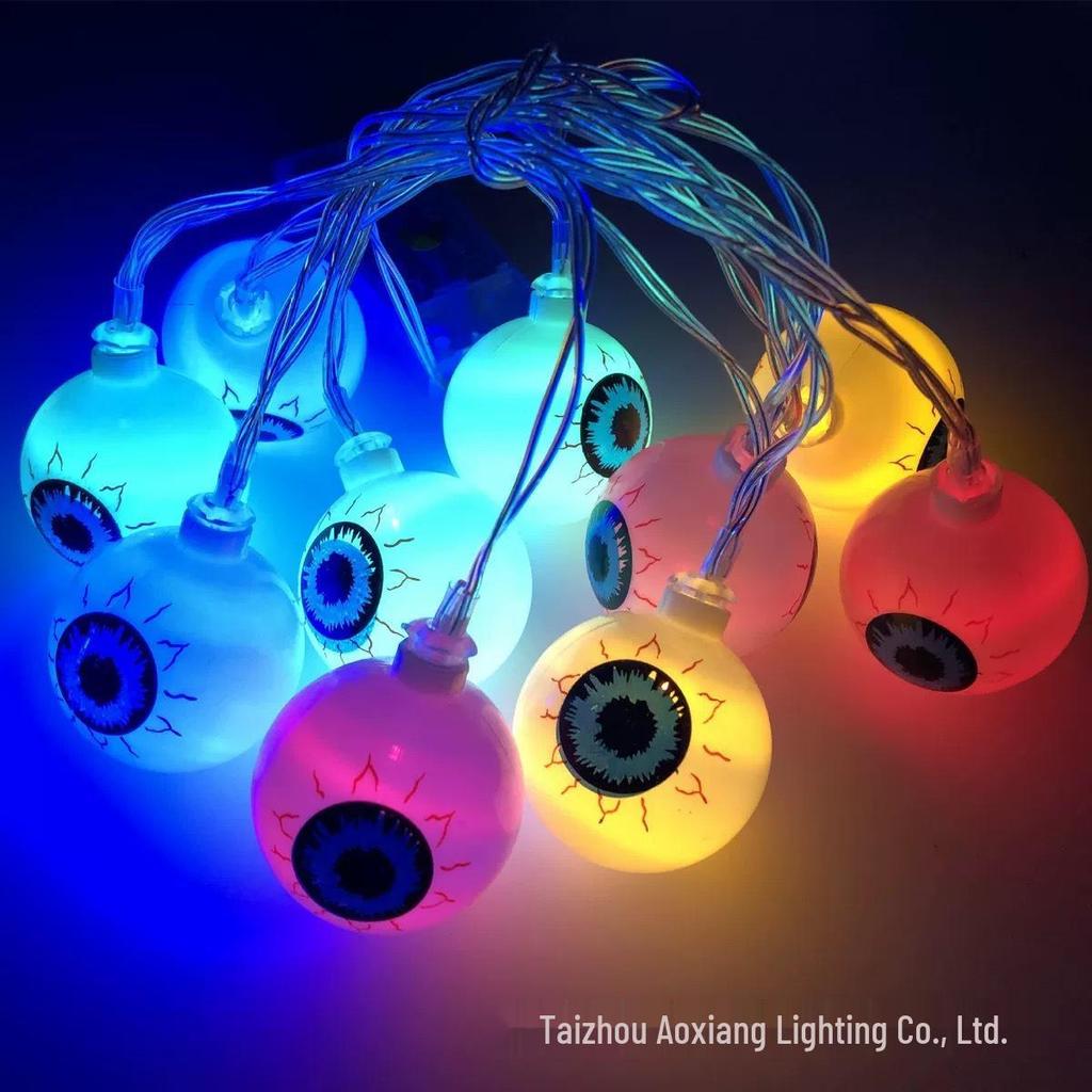 Halloween LED String Lights - Pumpkin, Spider, Ghost, Horror Decor, Marigold Colored Small Lights