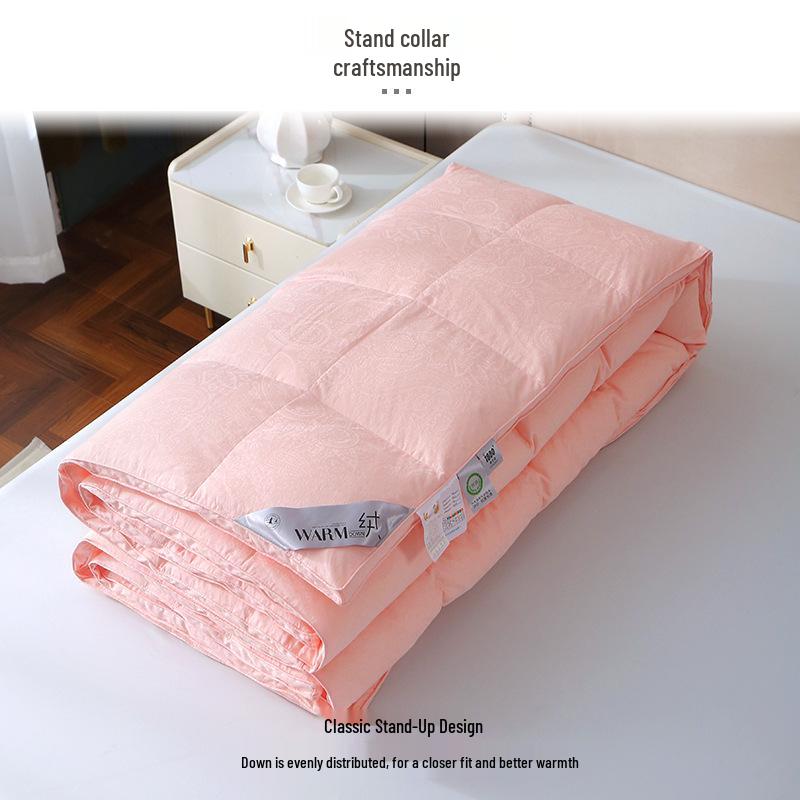 Reine Baumwolle Jacquard Doppellagige Auslaufdichte Daunendeckenhülle mit Kassettensteppung und Füllrohr-Anleitung