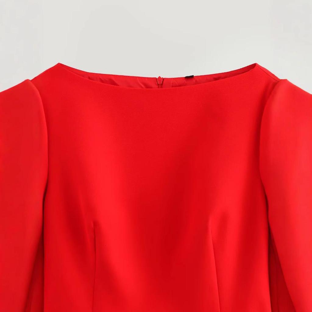 2024 Winter Women's European & American Style Bow-Decorated French A-line Dress