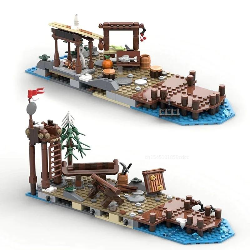MOC Vikinged House Village Farm Ship Model Building Blocks Set Medieval Military Architecture Aldult Ideas Set Bricks Toy Gifts
