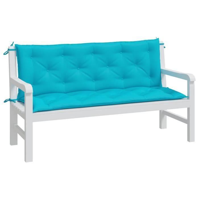 VidaXL Coussins de banc de jardin lot de 2 turquoise 150x50x7 cm tissu 361715
