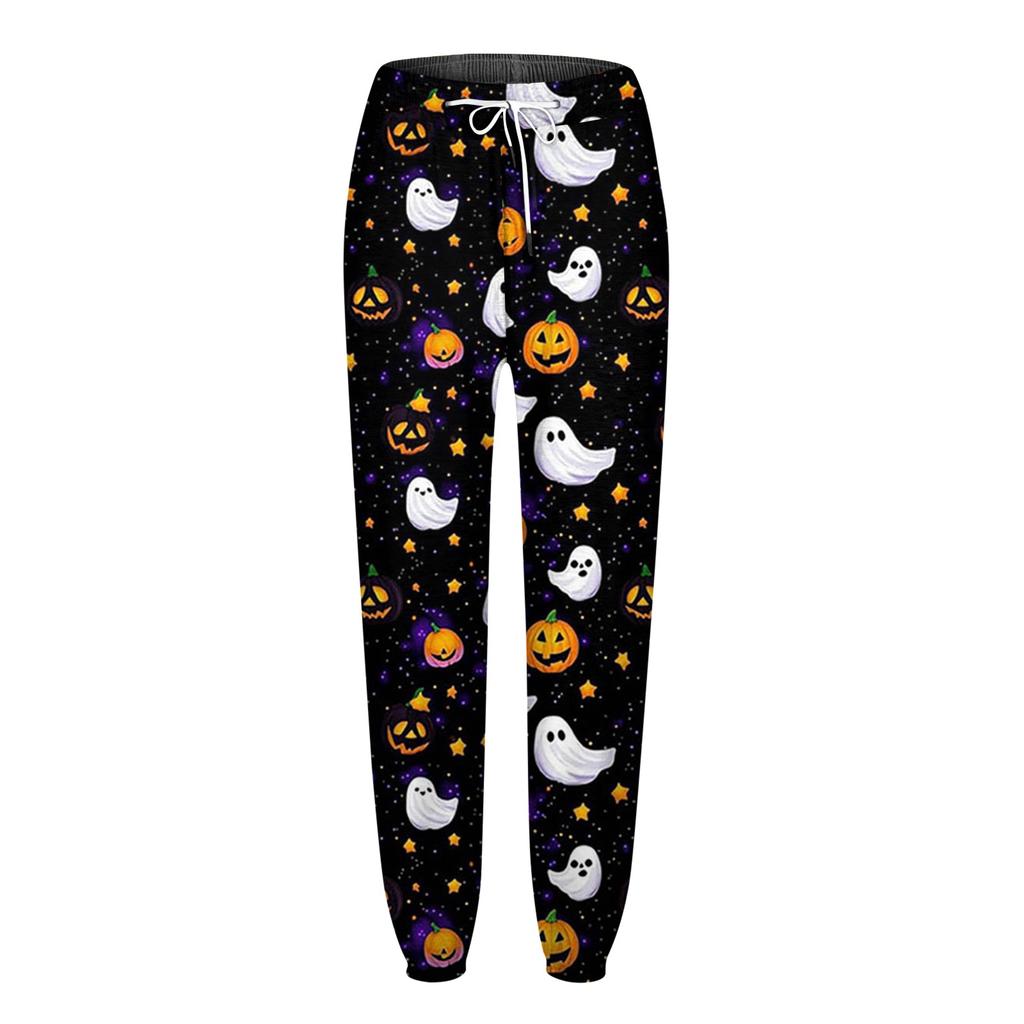 Damenmode Halloween Lockerer Kordelzug in der Taille Einfarbig Lässige Sporthose