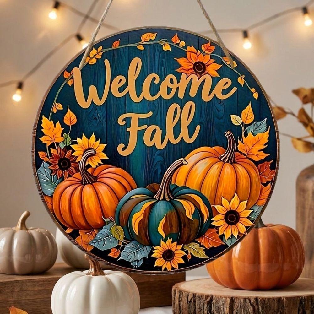 Autumn Leaf Pumpkin Sunflower Door Hanger Autumn Harvest Wall Decor Home Garden Decor