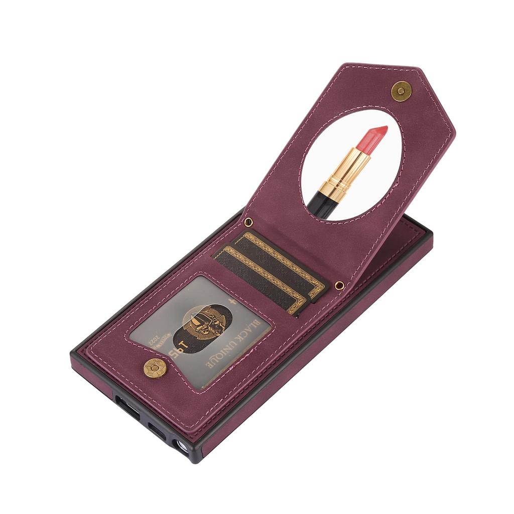 Applicable to Samsung S24FE mobile phone case S22 small fragrant wind grid insert card mirror oblique span protective case A53 anti-drop