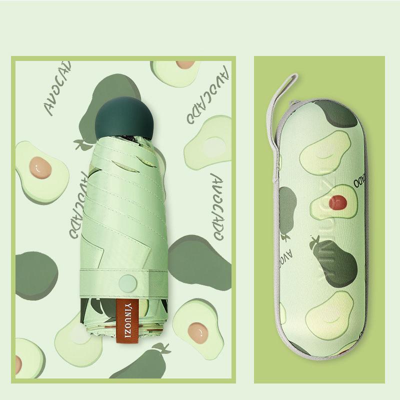 Cute Mini Five-Fold Umbrella Fruit Capsule Sun Womens Umbrella Sun Protection Uv Protection Sunshade Folding Sun Parasol