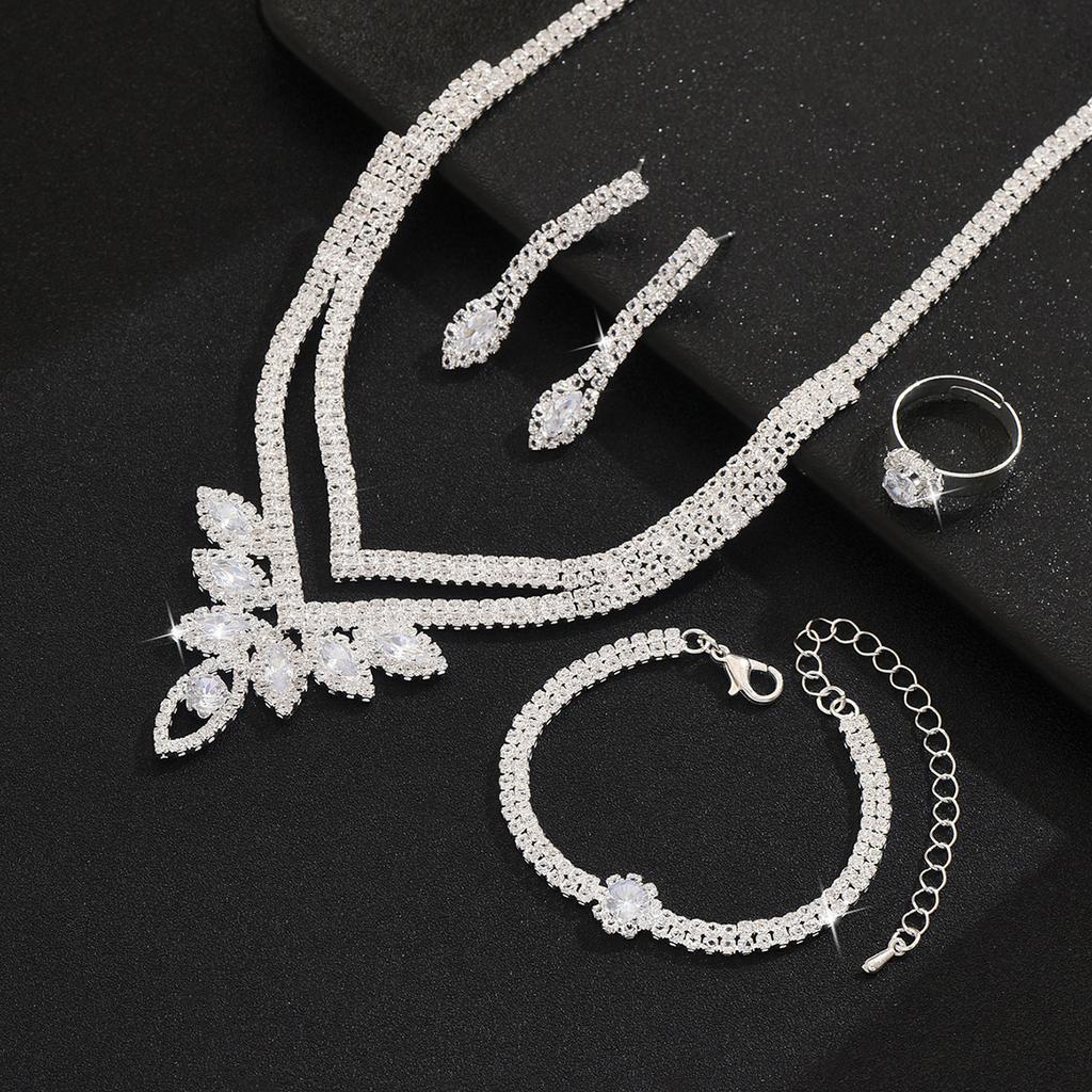 Zircon Necklace, Earrings, Bracelets, Rings, Party Wedding Dress, Accessories, Popular For Holiday Wear