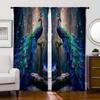 Peacock Patterned Curtains Blue Green Feathers Luxurious Style Living Room Bedroom Decoration Made Of Polyester With Pole Pocket Sitting Decor