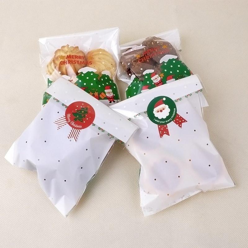 80pcs/Set Christmas Label Paper Sticker Package Sealing Stickers for Cookie Candy Nuts Package Xmas Tree Snowman Gift