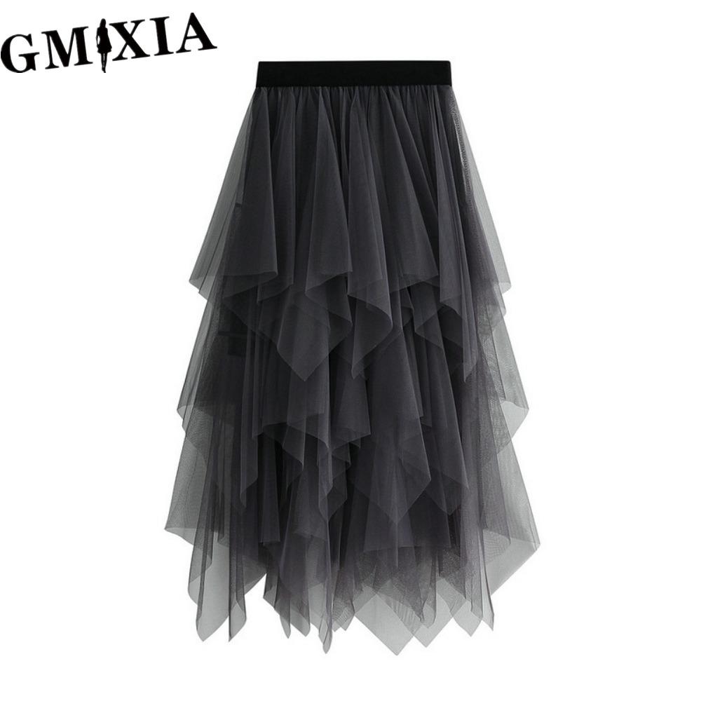 GMXIA Women's Fashion Casual Solid Color Print Summer Spring Skirts