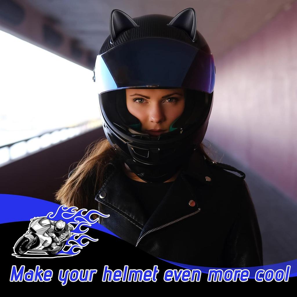 Lewtemi 4 Pairs Helmet Devil Horns Motorcycle Helmet Accessories Cat Ears Devil Wings Horns with Adhesive Suction Cup Ski Bike Accessories for Women
