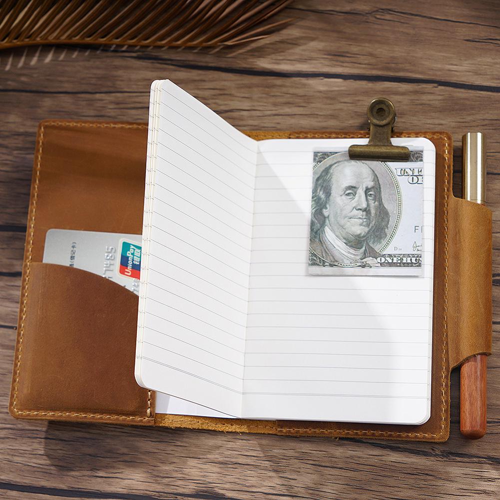 Leather Vintage Travel Notebook - Handmade Diary with Magazine Cover, Portable & In Stock