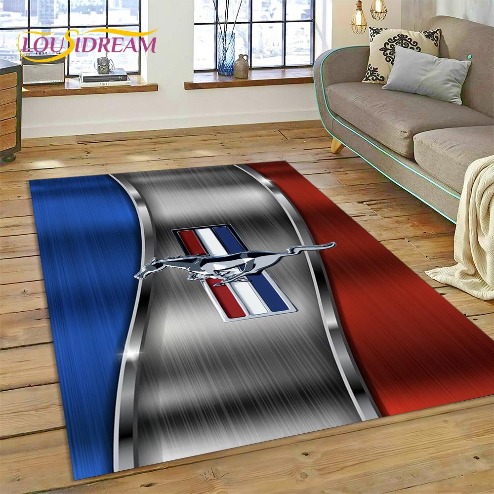 Classics 3D F-Ford GTR Mustang Car Rug Carpet for Living Room Bedroom Home Decor,Floor Mat Non-slip Decoration for Sofa Doormat