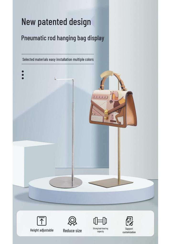 Adjustable Stainless Steel Handbag Display Stand with Gas Spring