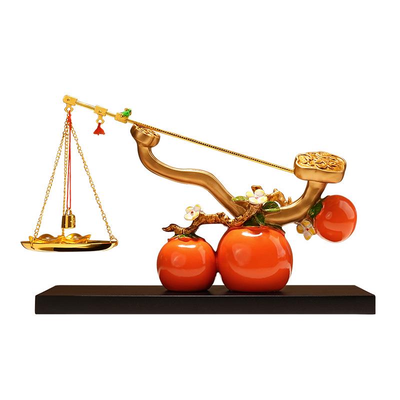 Luxury Ruyi Chinese Persimmon Ornament - Premium Living Room & Entryway Decoration, Perfect for Housewarming & Annual Gift Celebrations.