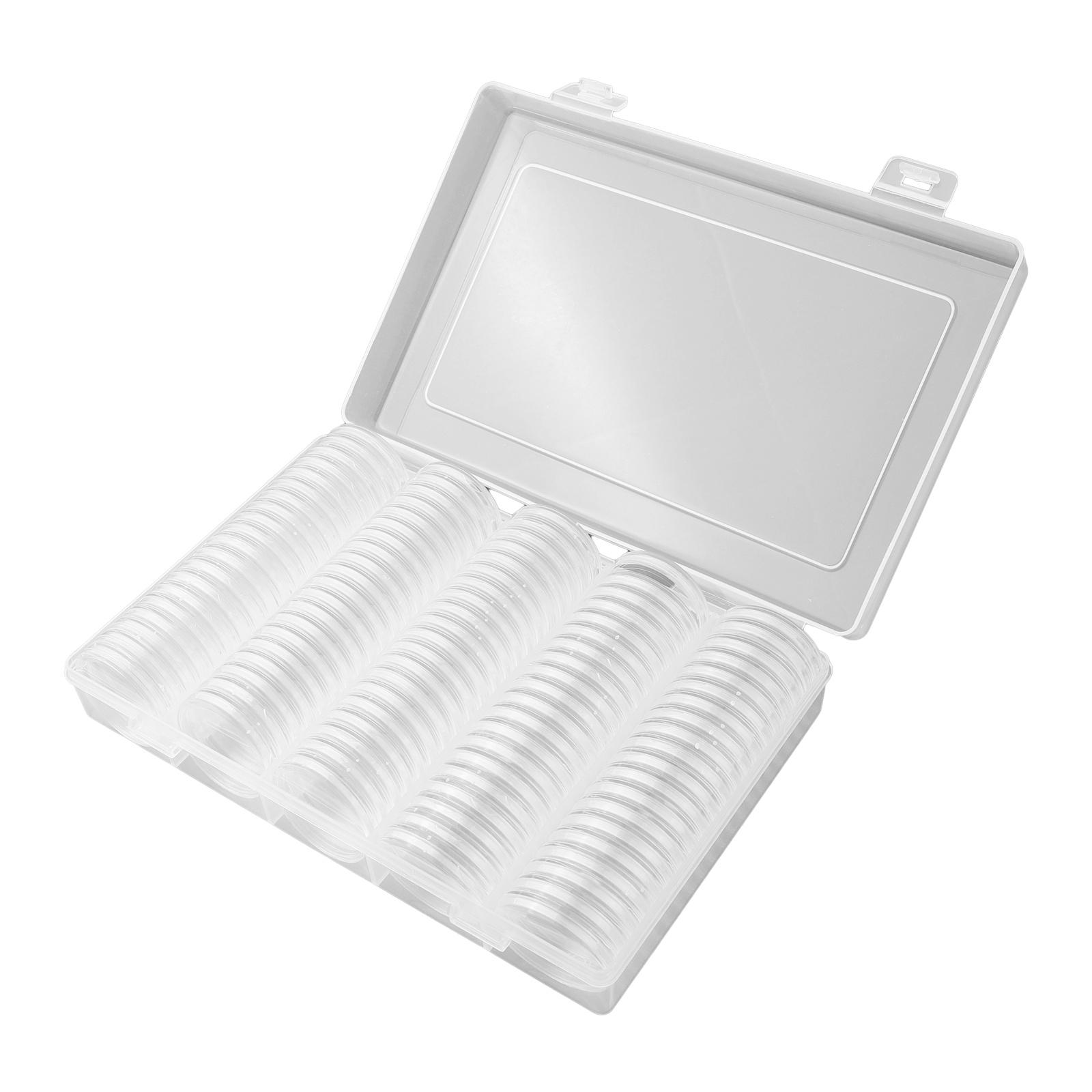 100Pcs 17/20/25/27/30/mm Coin Storage Box Clear Plastic Round Currency Coin Capsule Cases Holder Plastic Round Collection Box