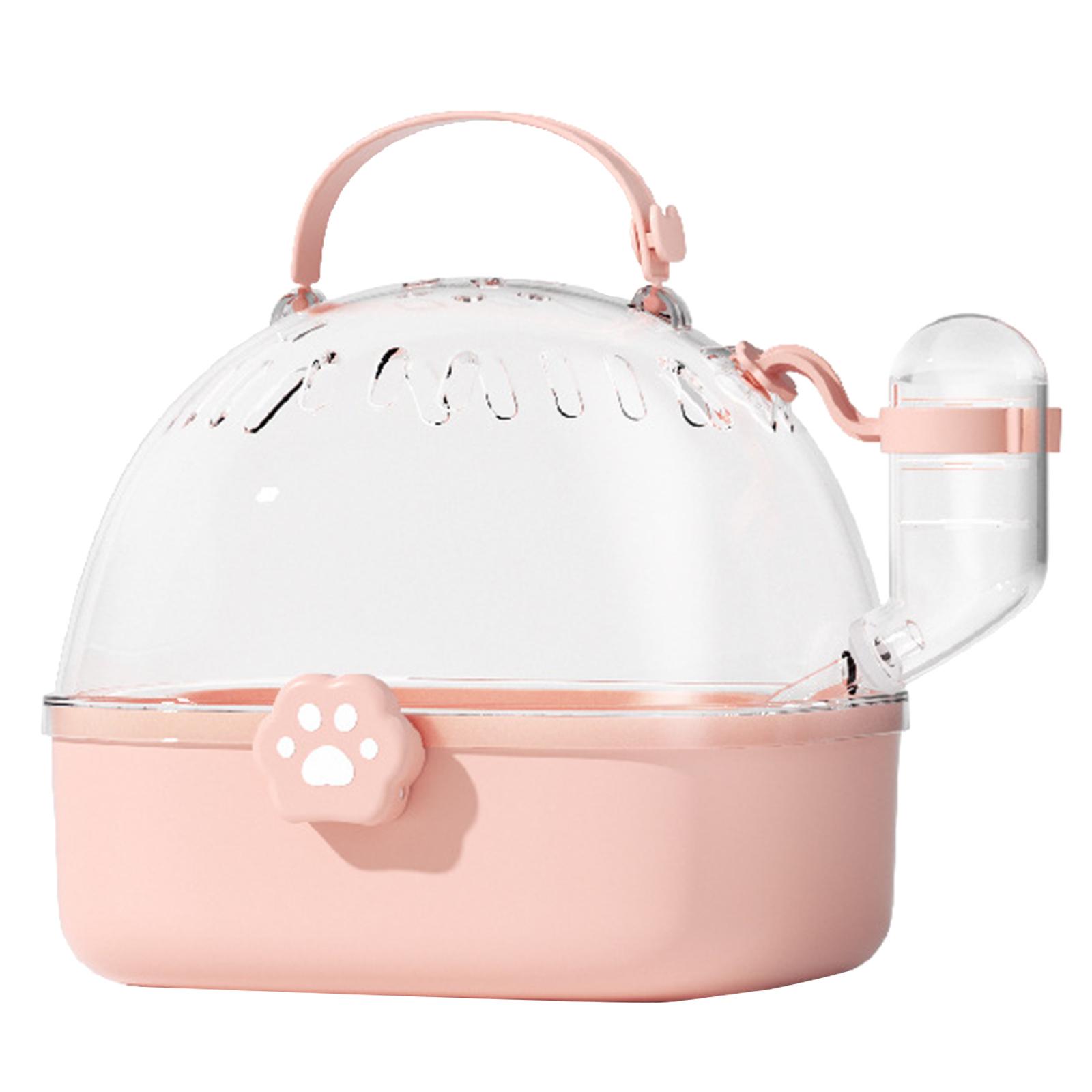 

Переноски для хомяков на открытом воздухе Клетка Портативная клетка для хомяка с прозрачной большой откидной крышкой для переноски хомяка, птицы, товары для питомцев розовый