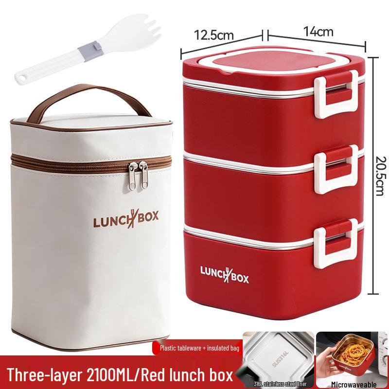 316 Stainless Steel Insulated Bento Lunch Box, Microwaveable Meal Container for Office Workers