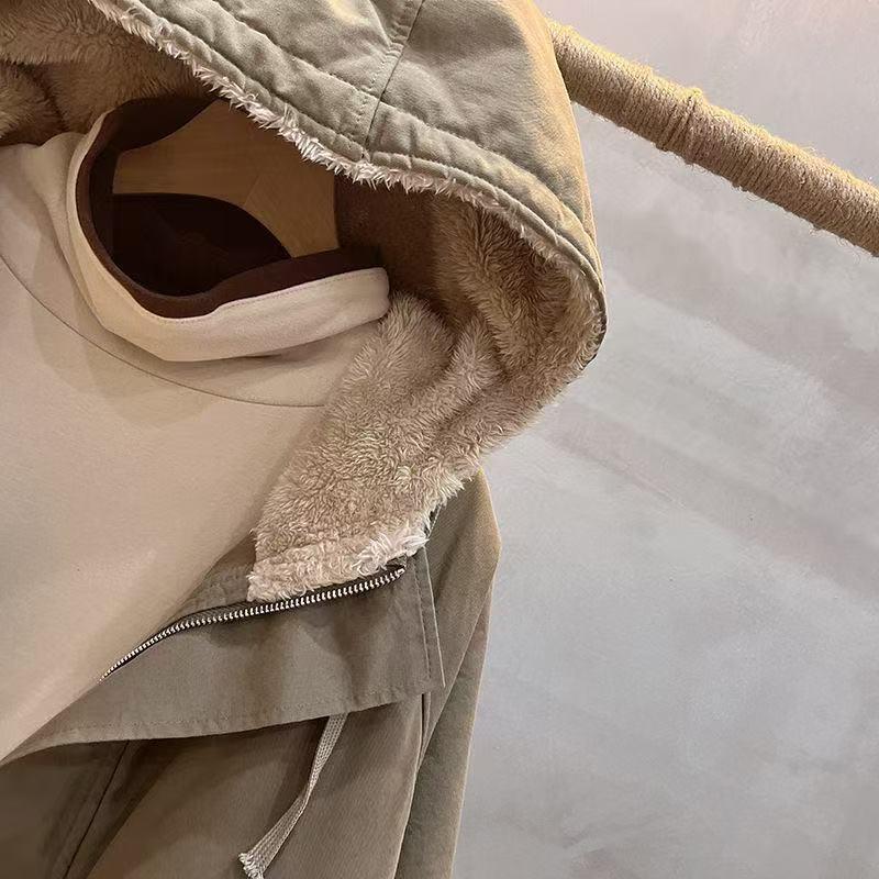 Womens Oversized Warm Hooded Cotton Puffer Coat Thick Fleece-Lined Winter Jacket Casual Loose Fit