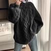 Cross-border Autumn and Winter New Round Neck Loose Soft Waxy Lazy Wind Knitted Sweater Korean Version Twist Rope Pullover Large Size Top